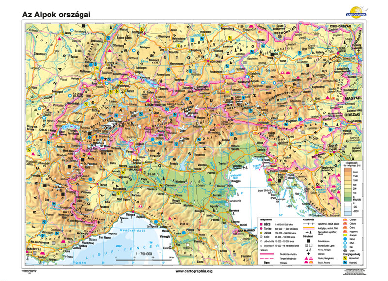 alpok domborzati térkép Cartographia Tankönyvkiadó Kft. alpok domborzati térkép
